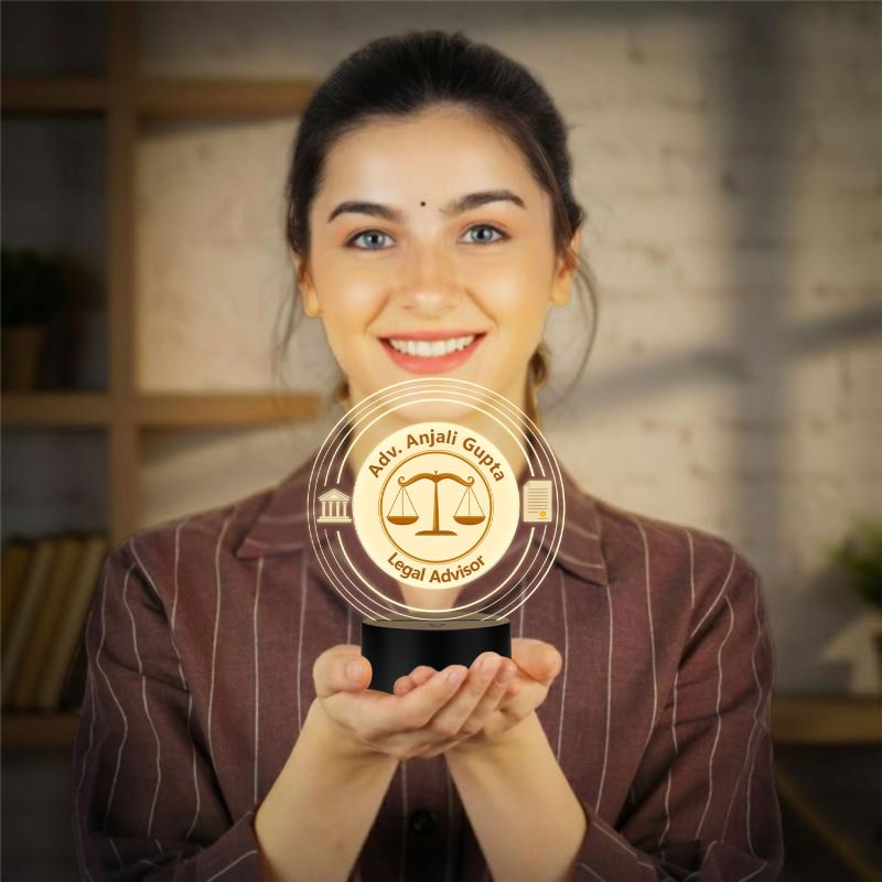 Personalized Advocate LED Lamp, Custom Name Acrylic Light with Warm White Light Advocate Office Decorative Desk Lamp with Black Base GIF for Lawyer & Advocate